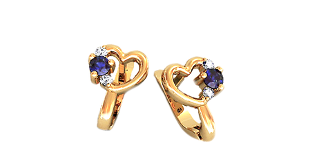 кт283 Серьги-сердечки фианитами