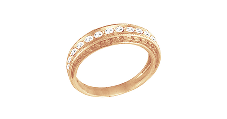 кт288 Золотое кольцо с орнаментом и фианитами.