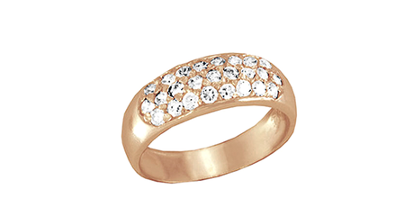 кт290 Широкое золотое кольцо с фианитами