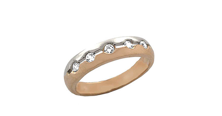 кт294 Кольцо комбинированное с фианитами 