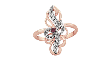 кт305 Золотое кольцо с накладкой из белого золота и фианитами