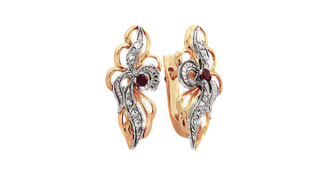 кт306 Серьги из комбинированного золота с фианитами.