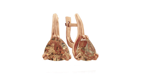 кт322 Золотые серьги с крупными триллионами