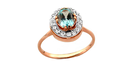 кт335 Кольцо с накладкой из белого золота и фианитами.