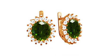 кт340 Золотые серьги с фианитами 