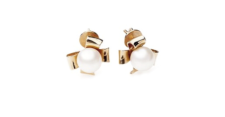 кт357 Золотые серьги-пусеты с жемчугом 