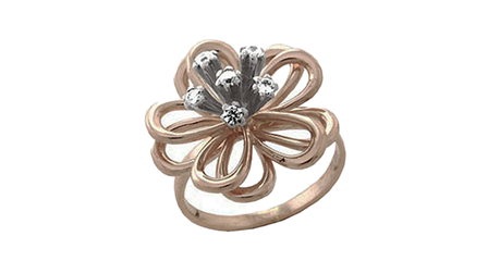 кт389 Кольцо в форме крупного цветка