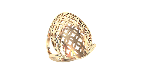 кт391 Широкое ажурное золотое кольцо.