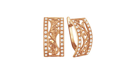 кт406 Золотые серьги с узором.