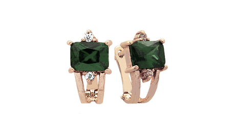 кт414 Золотые серьги с фианитами