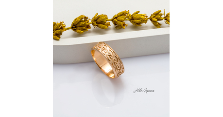 №44 Кольцо широкое с узором р.17,5