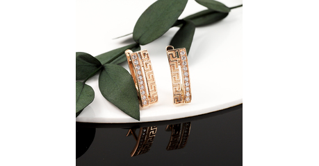 №134 Серьги с фианитами в греческом стиле