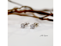 №229 Серьги - пусеты в белом золоте