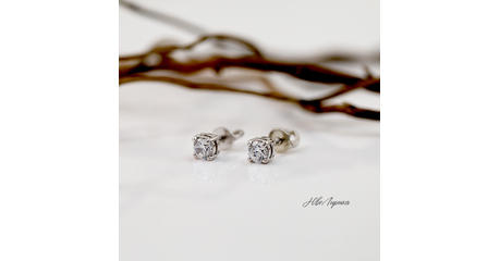 №229 Серьги - пусеты в белом золоте