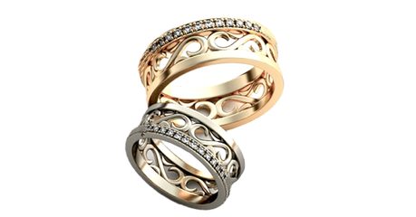 ко015 Обручальное кольцо ажурное с фианитами