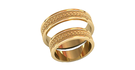 ко025 Кольцо обручальное в виде косички 