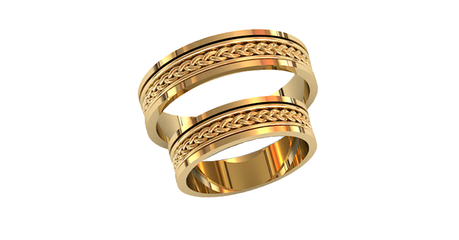 ко031 Кольцо обручальное с рельефным рисунком 