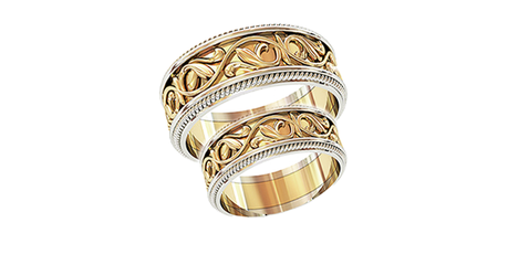 ко038 Кольцо обручальное широкое комбинированное  