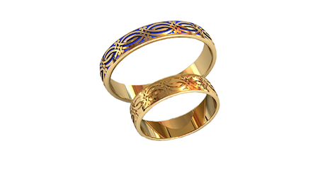 ко041 Кольцо обручальное с орнаментом 