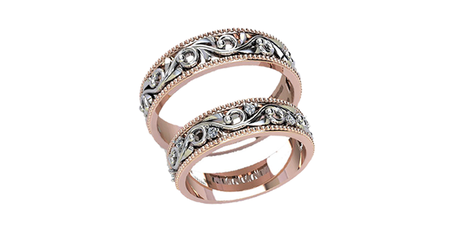 ко045 Кольцо обручальное с накладкой из белого золота 