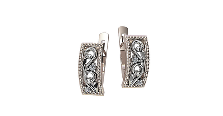 ко046 Серьги ажурные к обручальному кольцу 