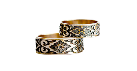 ко062  Обручальные кольца с орнаментом.