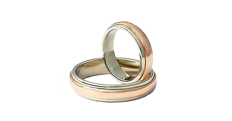 ко086 Комбинированные обручальные кольца округлой формы 