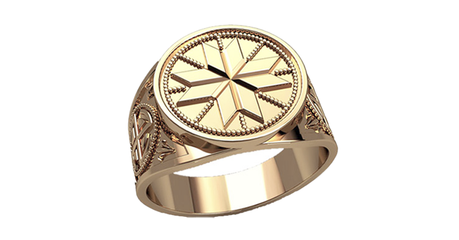 пч019 Перстень Крест Сварога - площадка в форме круга