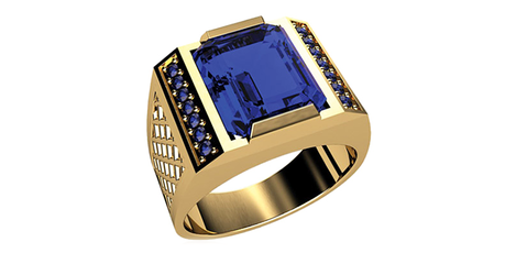 пч031 Массивный перстень с синтетическим сапфиром
