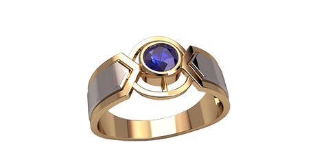 пч039 Гладкая печатка из комбинированного золота с фианитом