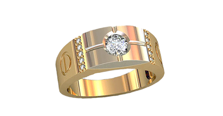 пч047 Печатка с накладкой из белого золота 