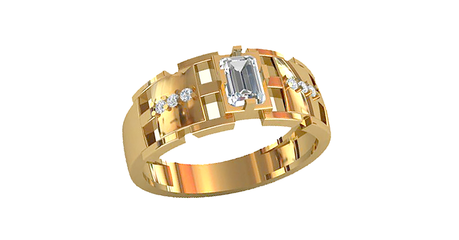 пч054 Золотая печатка с фианитами