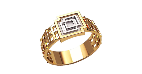 пч063 Золотая печатка с геометрией 