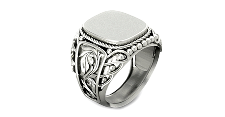 пч072 Массивная мужская печатка с рельефными боками