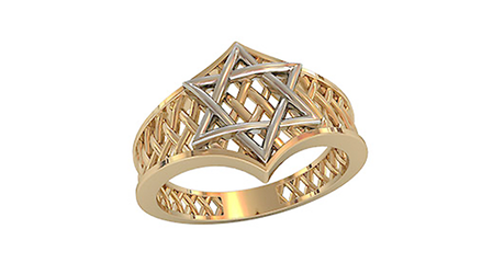 пч083 Кольцо из комбинированного золота без камней.