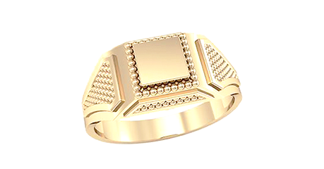 пч091 Золотая печатка с квадратной площадкой