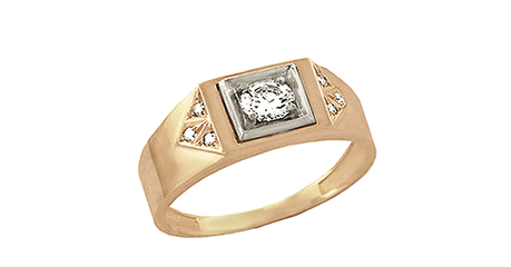 пч101 Печатка с накладкой из белого золота 