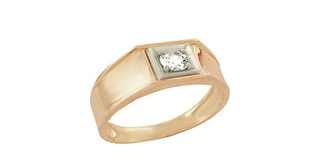 пч104 Золотая печатка с фианитом 