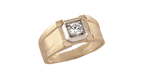 пч111 Печатка из комбинированного золота с фианитом