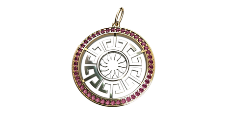 пд004 Подвес резным узором Versace* и фианитами. 