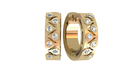 ср036 Золотые серьги-крабики с фианитами 