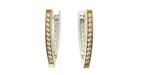 ср049 Серьги-треугольники с россыпью камней. 