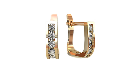 ср055 Серьги четырёхгранного типа с фианитами 