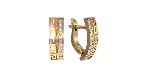 ср057 Серьги с фианитами в греческом стиле