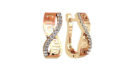 ср059 Серьги Версаче с перехлестом из фианитов 