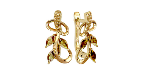 ср067 Серьги-веточки с фианитами 