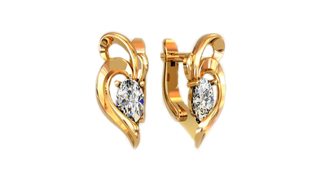 ср074 Золотые серьги с овалами 