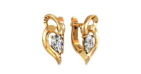 ср074 Золотые серьги с овалами 