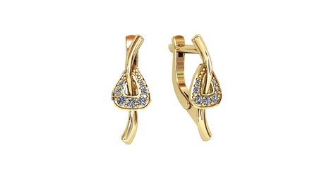 ср076 Серьги треугольники из фианитов 