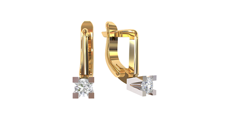 ср077 Золотые серьги с фианитами с английским замком